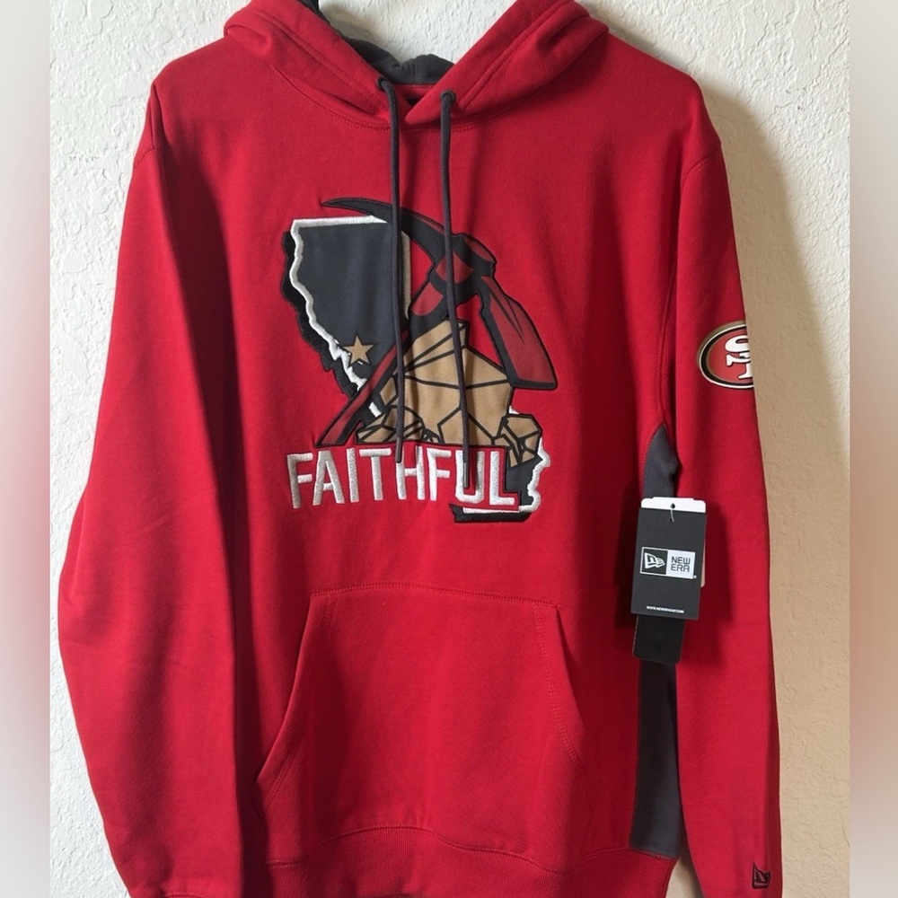 Men’s Medium San Francisco 49ers NEW ERA Red Pullover Hoodie Stitched NWT
